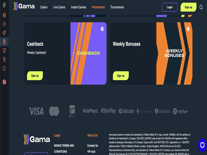 Gama Casino payment methods