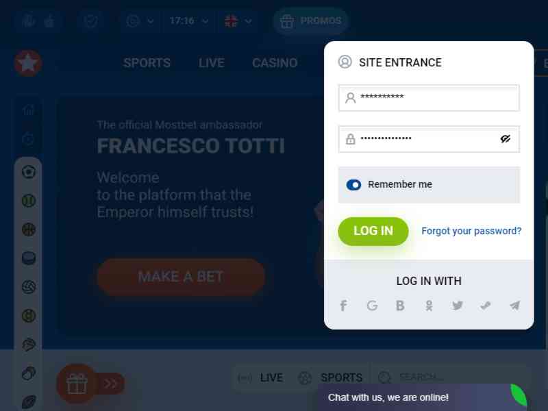 How to login the Mostbet casino website