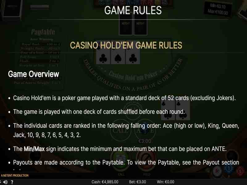 How to play Casino Holdem