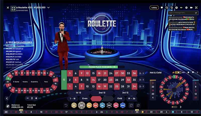 Types of bets in Mega Roulette