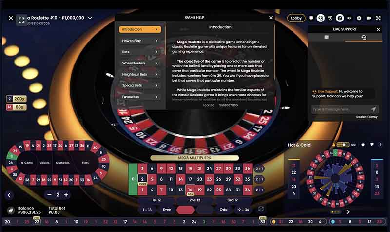 Play Mega Roulette on the mobile version of a casino site